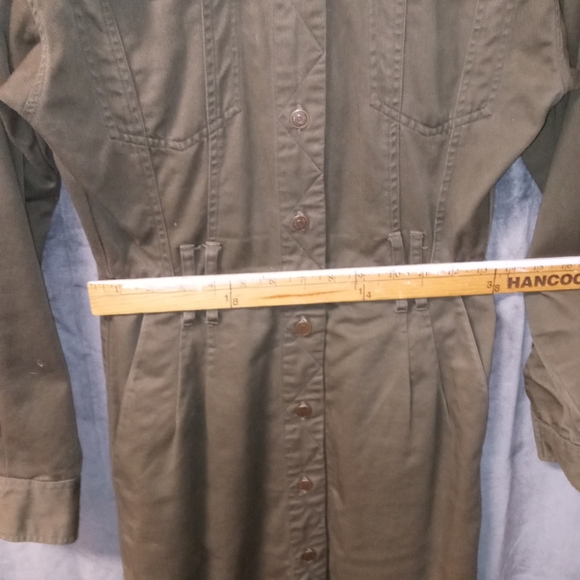 Vintage 80s Banana Republic Army Green Button Front Safari Dress Size 6 EUC - Picture 7 of 9